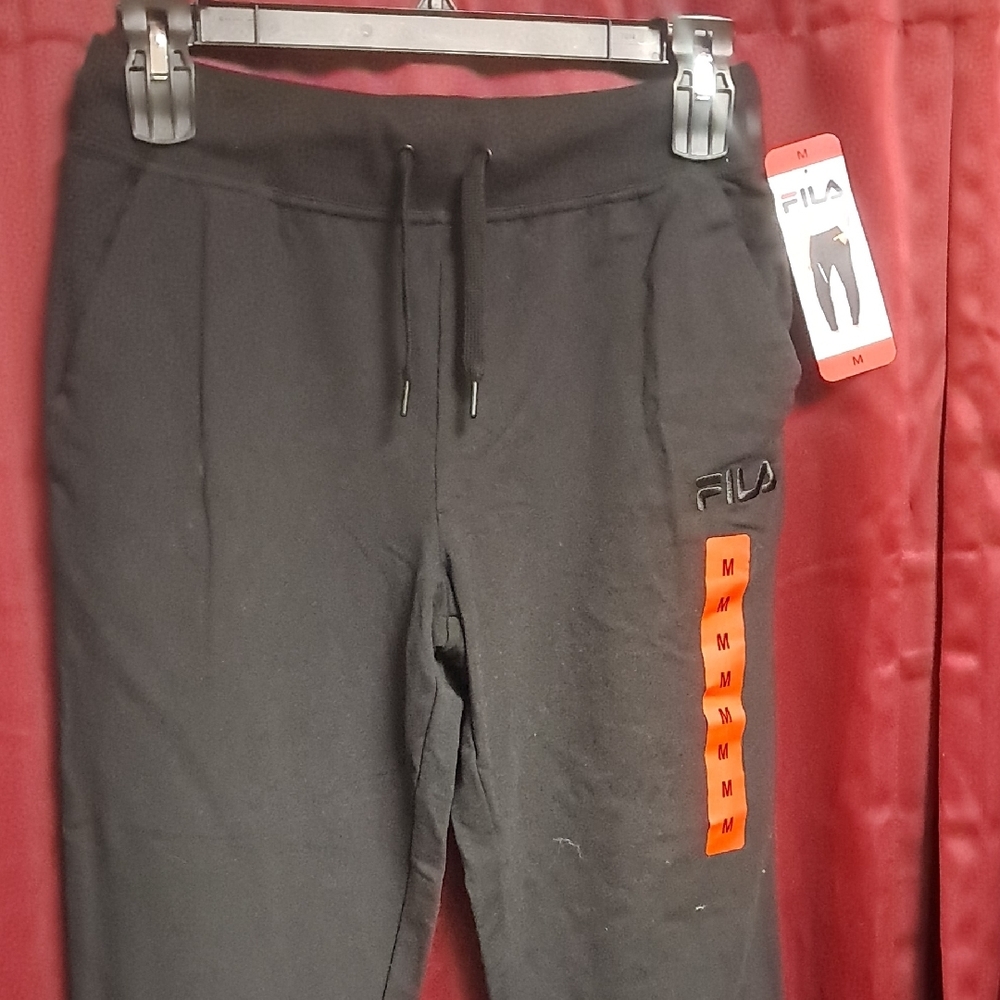 Fila Women's Black Sweatpants with Red Accents